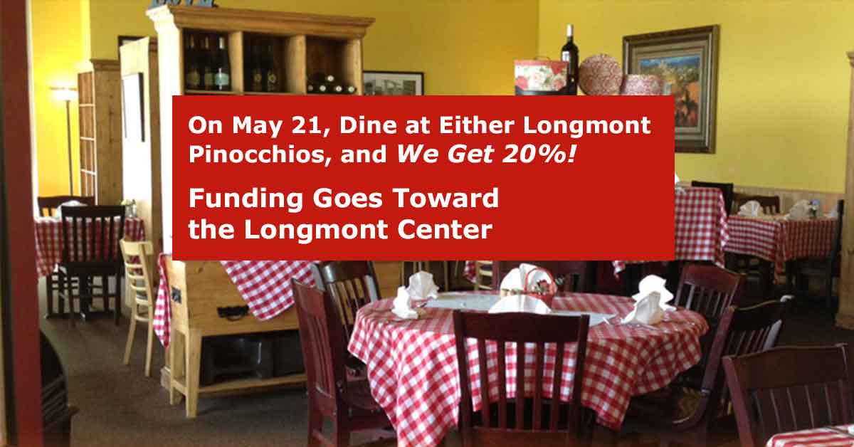 LPAI Restaurant Fundraiser: Dine at Longmont Pinocchios – Tuesday May 21